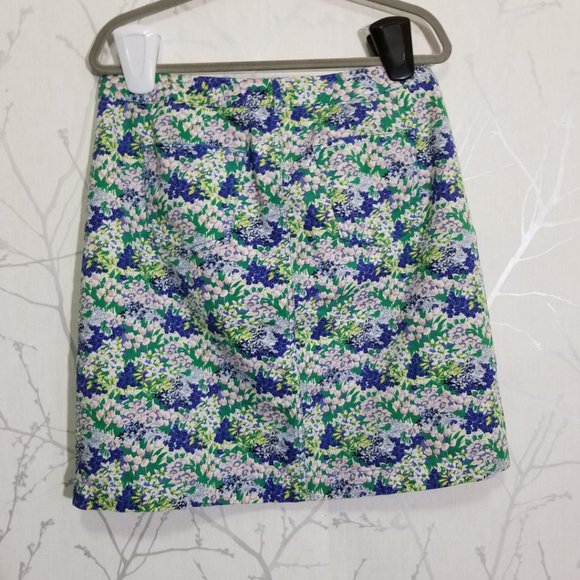 Talbots Green & Blue Floral Print Pencil Skirt - Picture 2 of 3